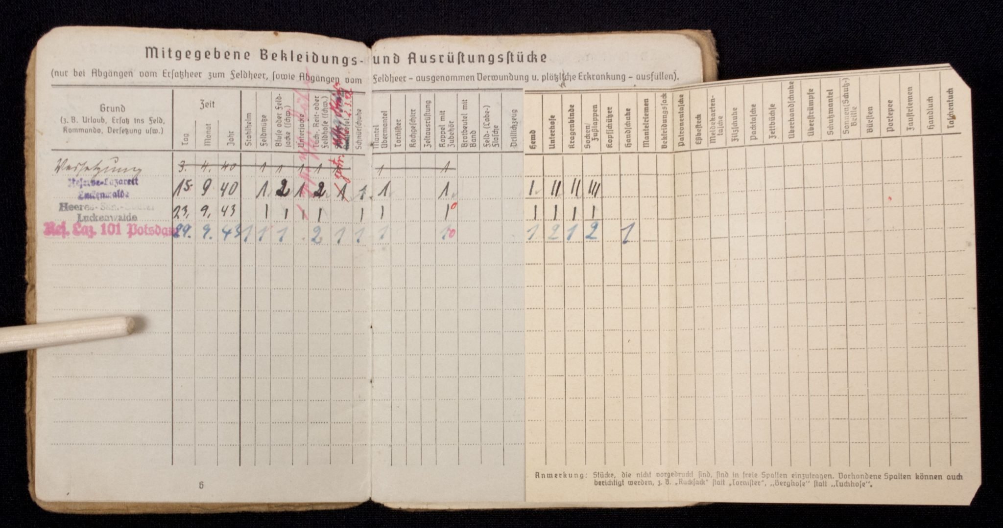 Soldbuch Sanitäts Unteroffizier 5/San. Ers. Abt.3-183-A Güben — image 10