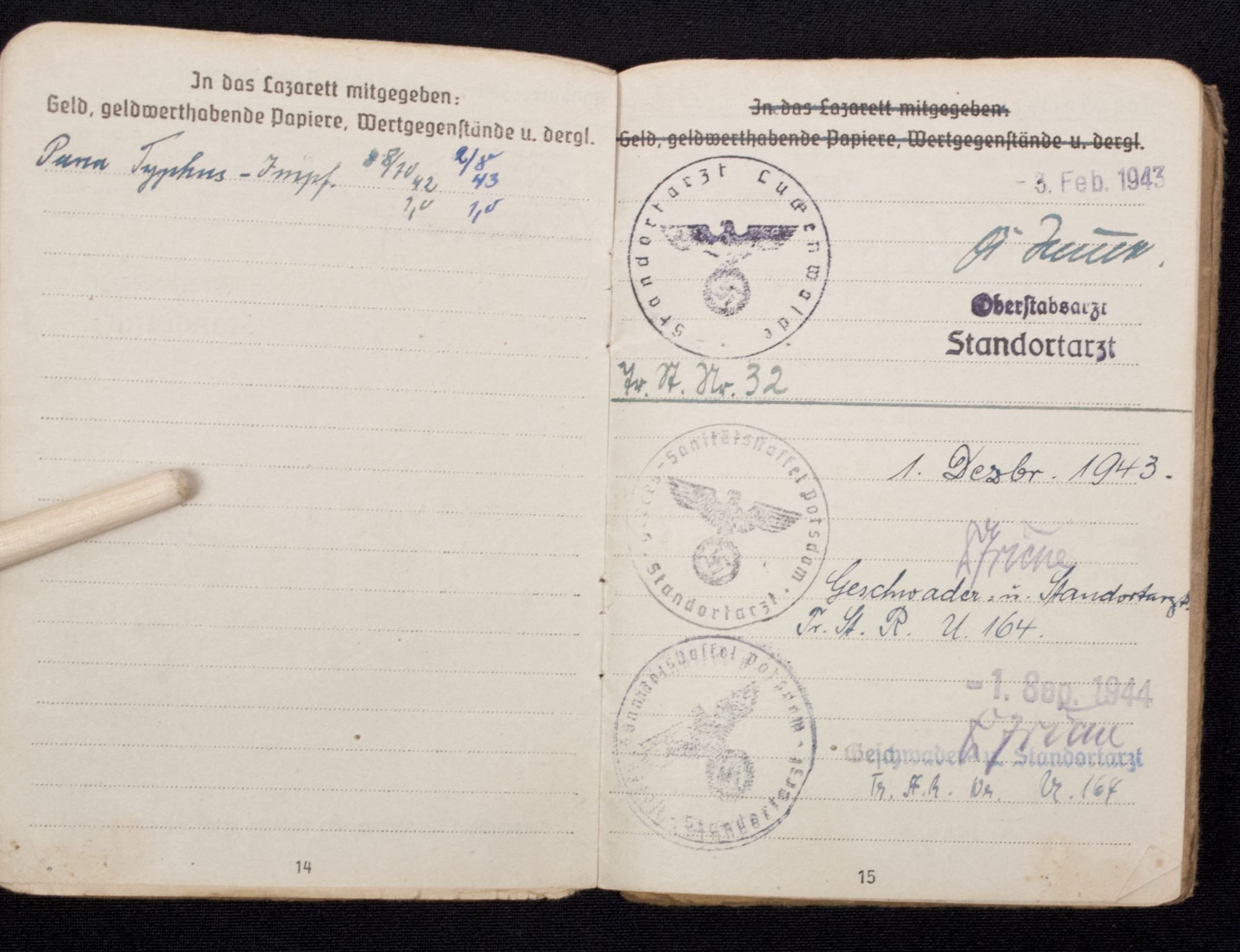 Soldbuch Sanitäts Unteroffizier 5/San. Ers. Abt.3-183-A Güben — image 18