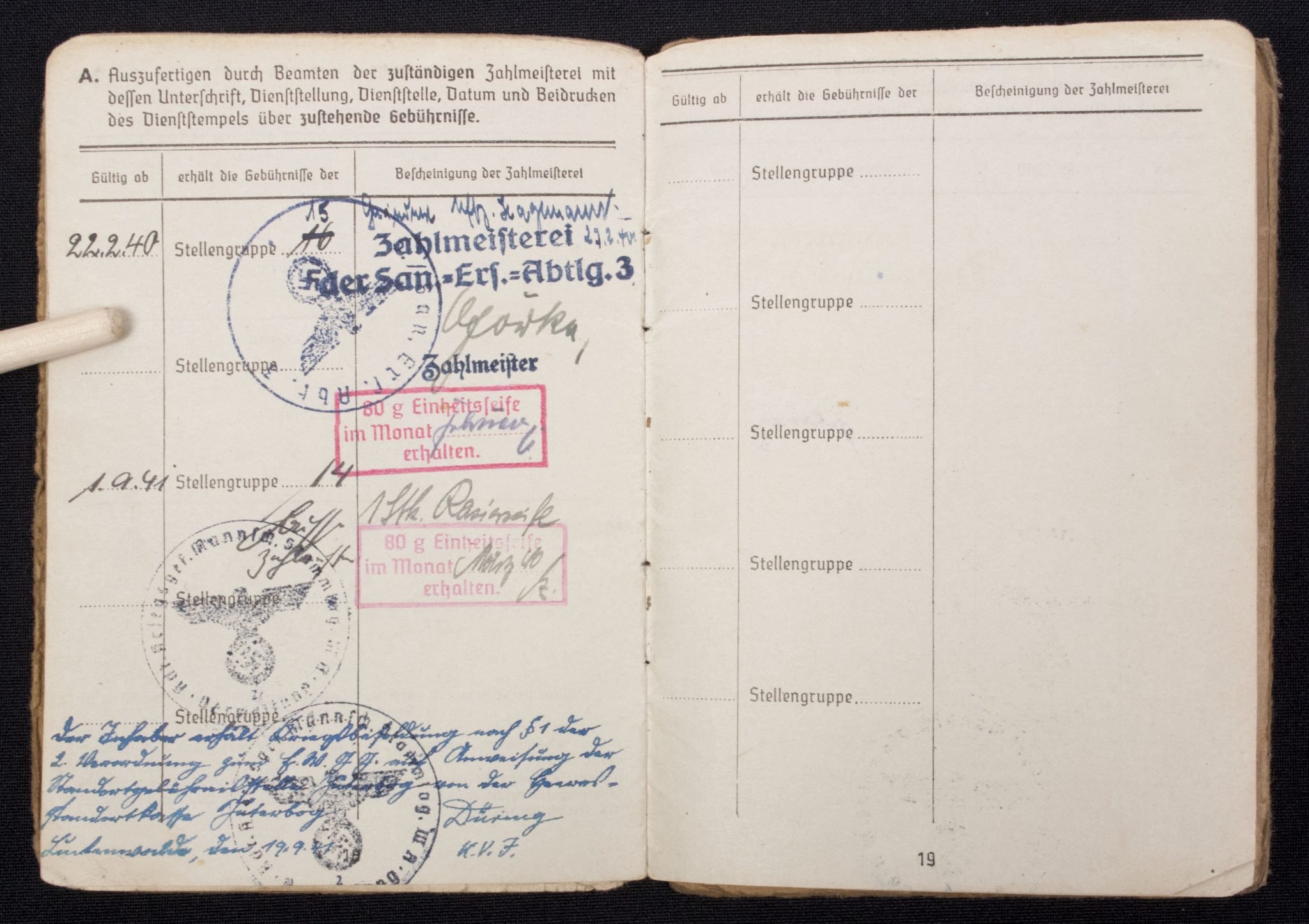 Soldbuch Sanitäts Unteroffizier 5/San. Ers. Abt.3-183-A Güben — image 19