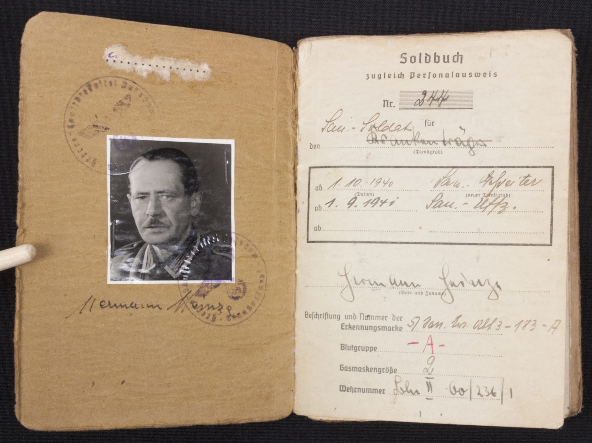 Soldbuch Sanitäts Unteroffizier 5/San. Ers. Abt.3-183-A Güben — image 4