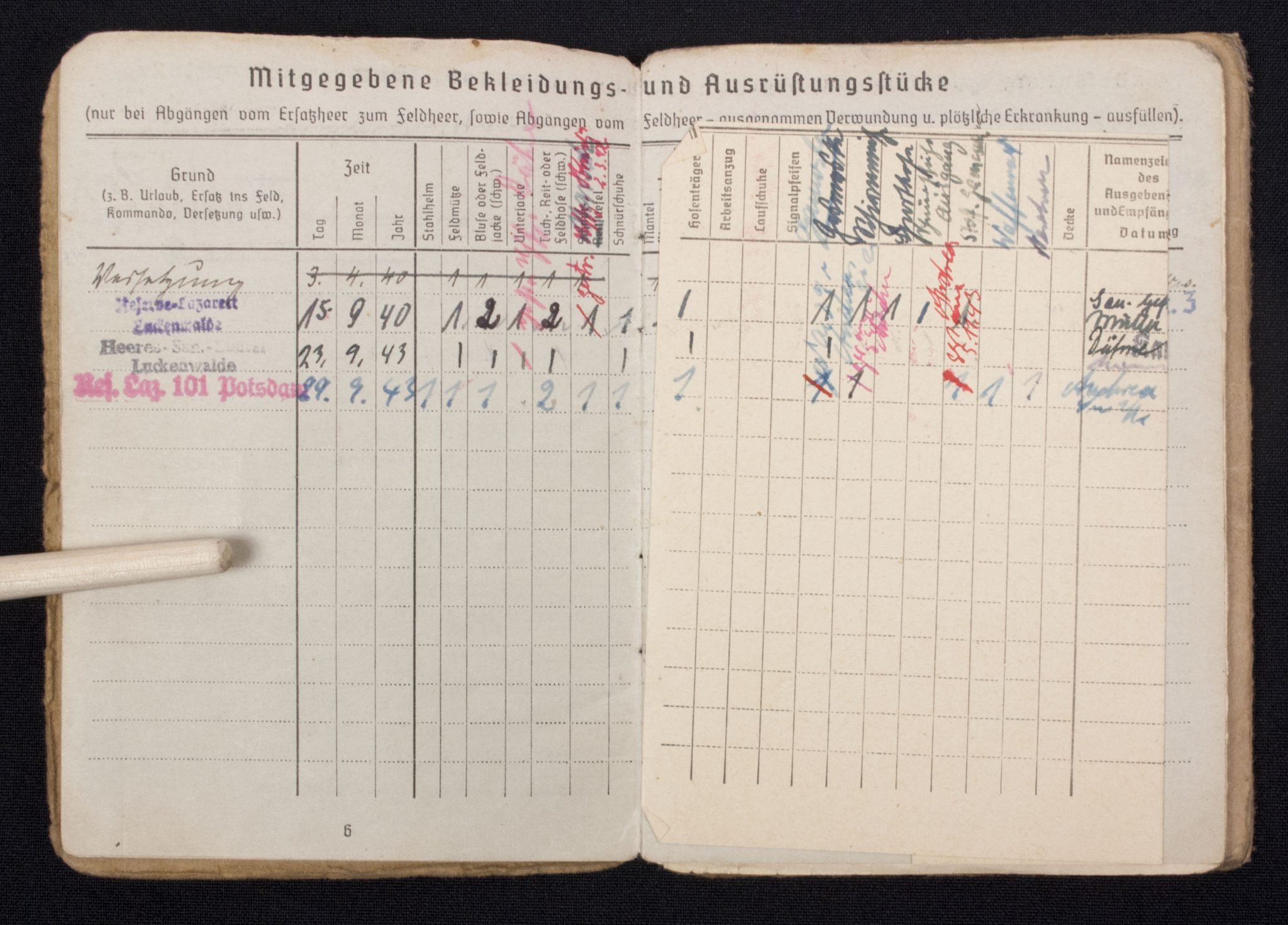 Soldbuch Sanitäts Unteroffizier 5/San. Ers. Abt.3-183-A Güben — image 9