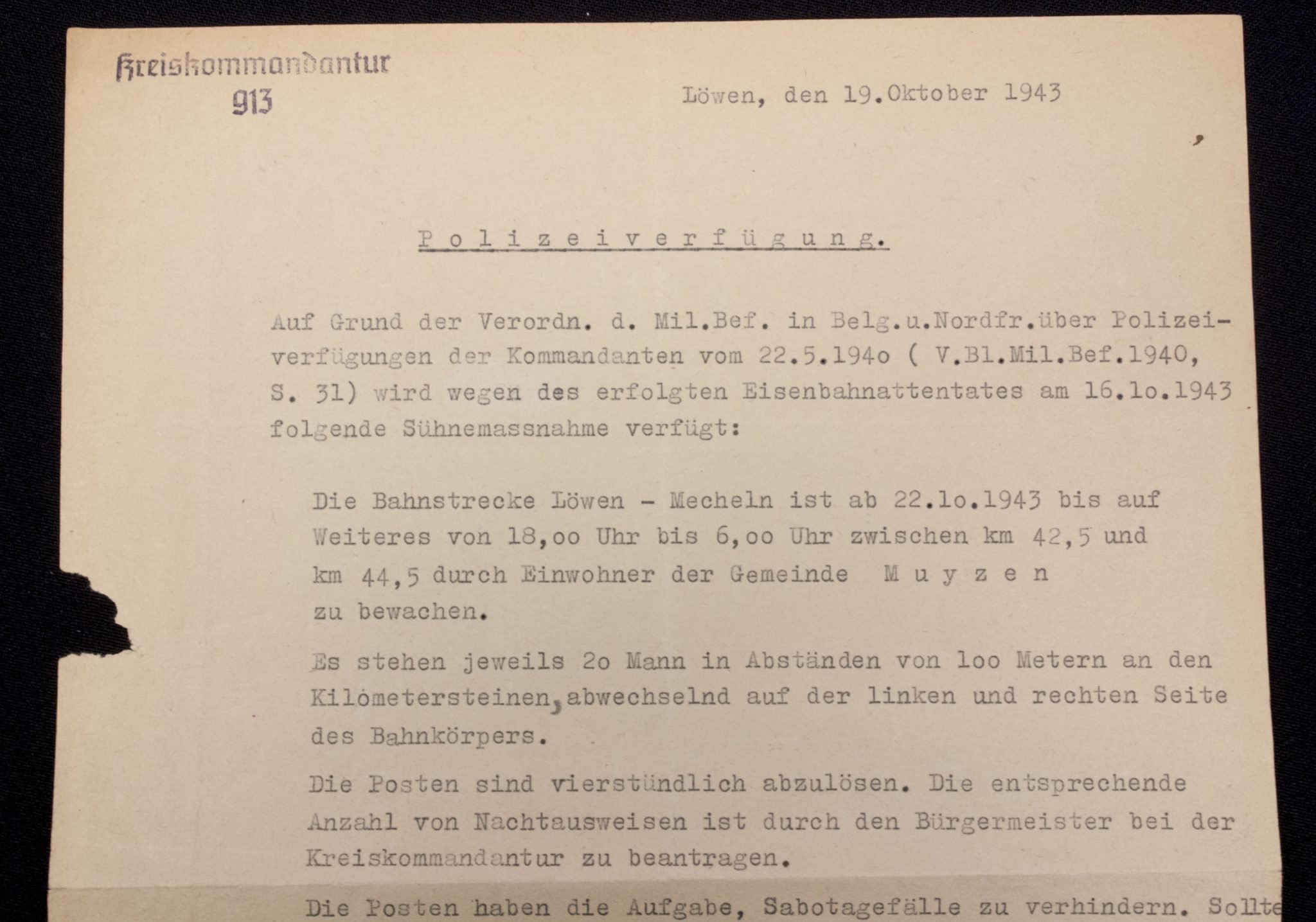 (Belgium) Leuven/Mechelen Polizeiverfügung 1943 — image 2