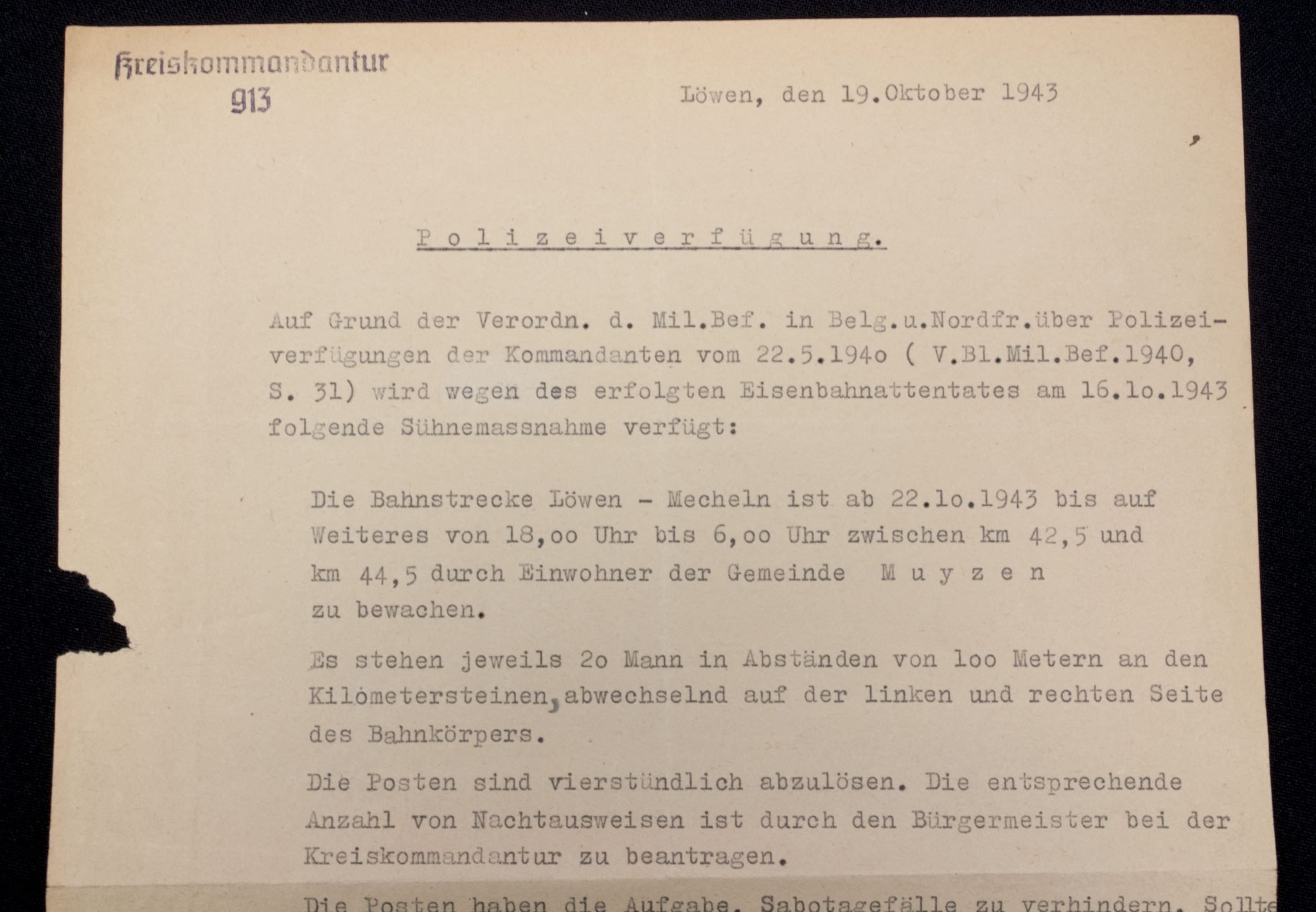 (Belgium) Leuven/Mechelen Polizeiverfügung 1943 — image 4