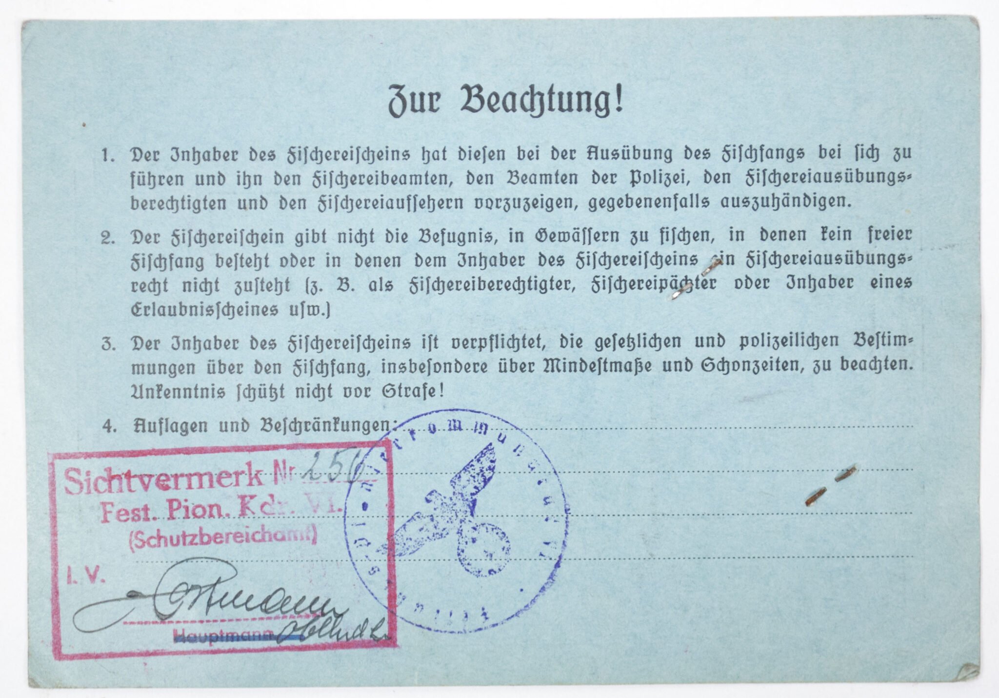 2x Jahresfischerschein from the same owner (1939 + 1942) from St. Ingbert — image 3