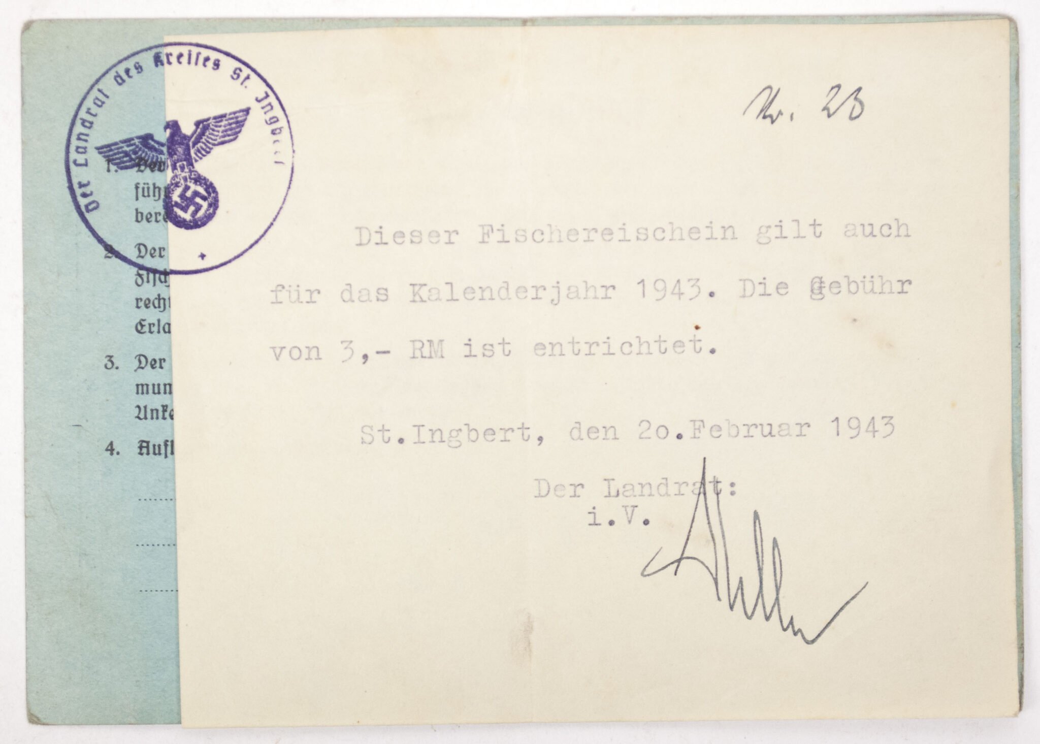 2x Jahresfischerschein from the same owner (1939 + 1942) from St. Ingbert — image 5