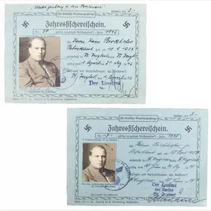 2x Jahresfischerschein from the same owner (1939 + 1942) from …