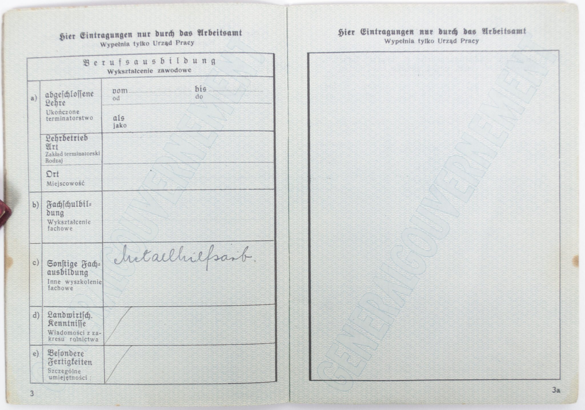 Generalgouvernement Arbeitsbuch / Arbeitskarte / Karta Pracy – Arbeitsamt Kielce (1941) — image 4