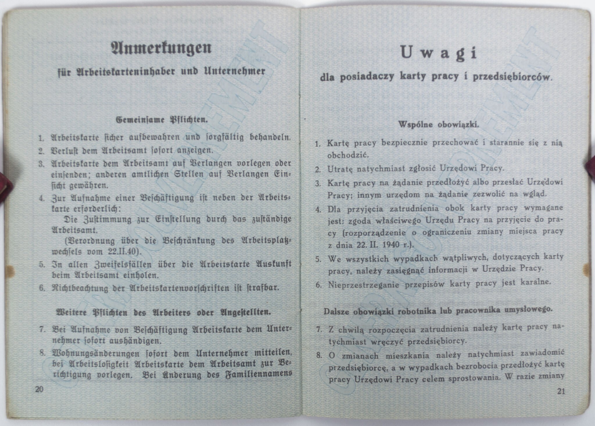 Generalgouvernement Arbeitsbuch / Arbeitskarte / Karta Pracy – Arbeitsamt Kielce (1941) — image 7