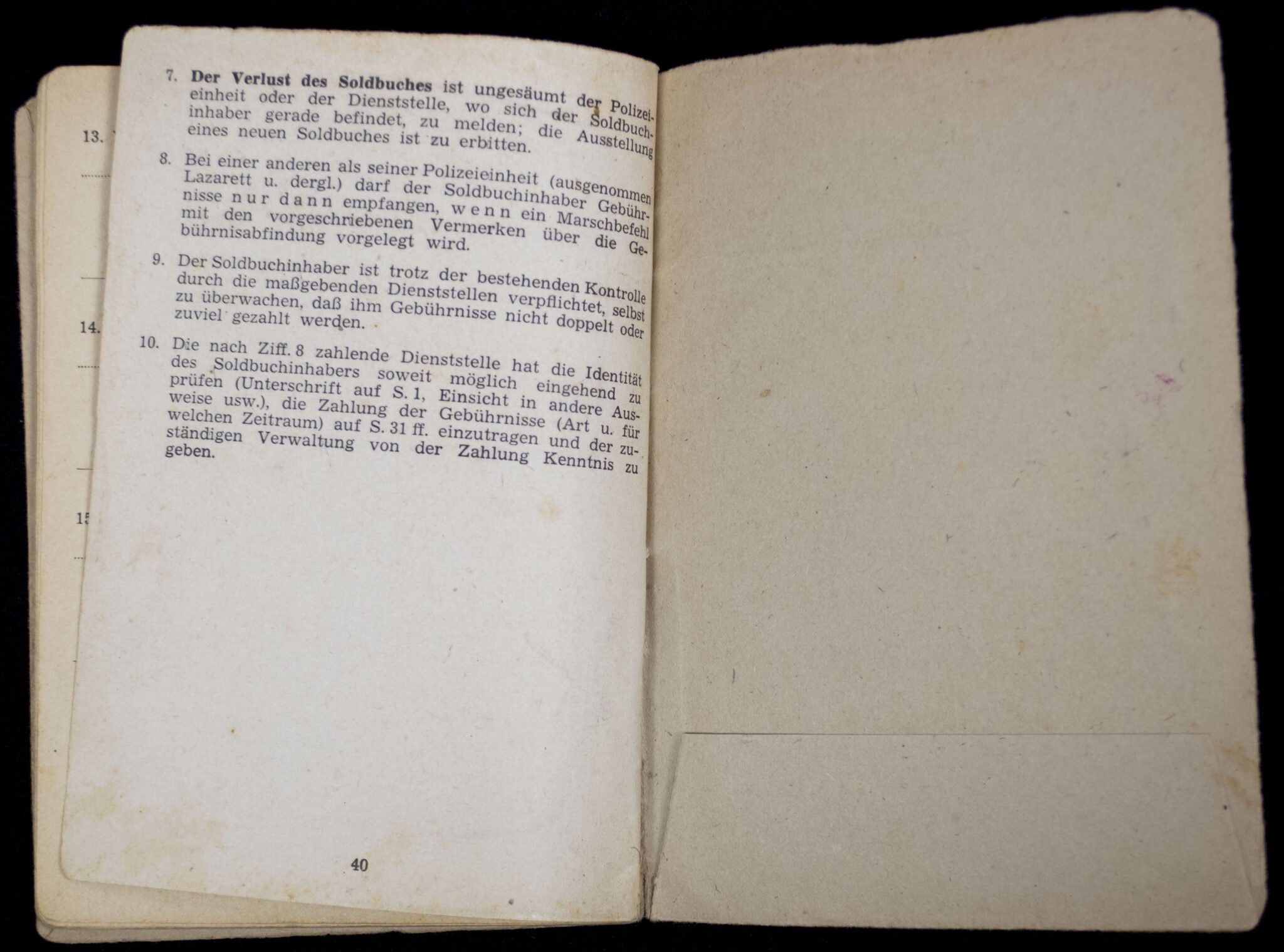 SS Polizei Soldbuch from Lötzen in Ostpreussen (1944) — image 14