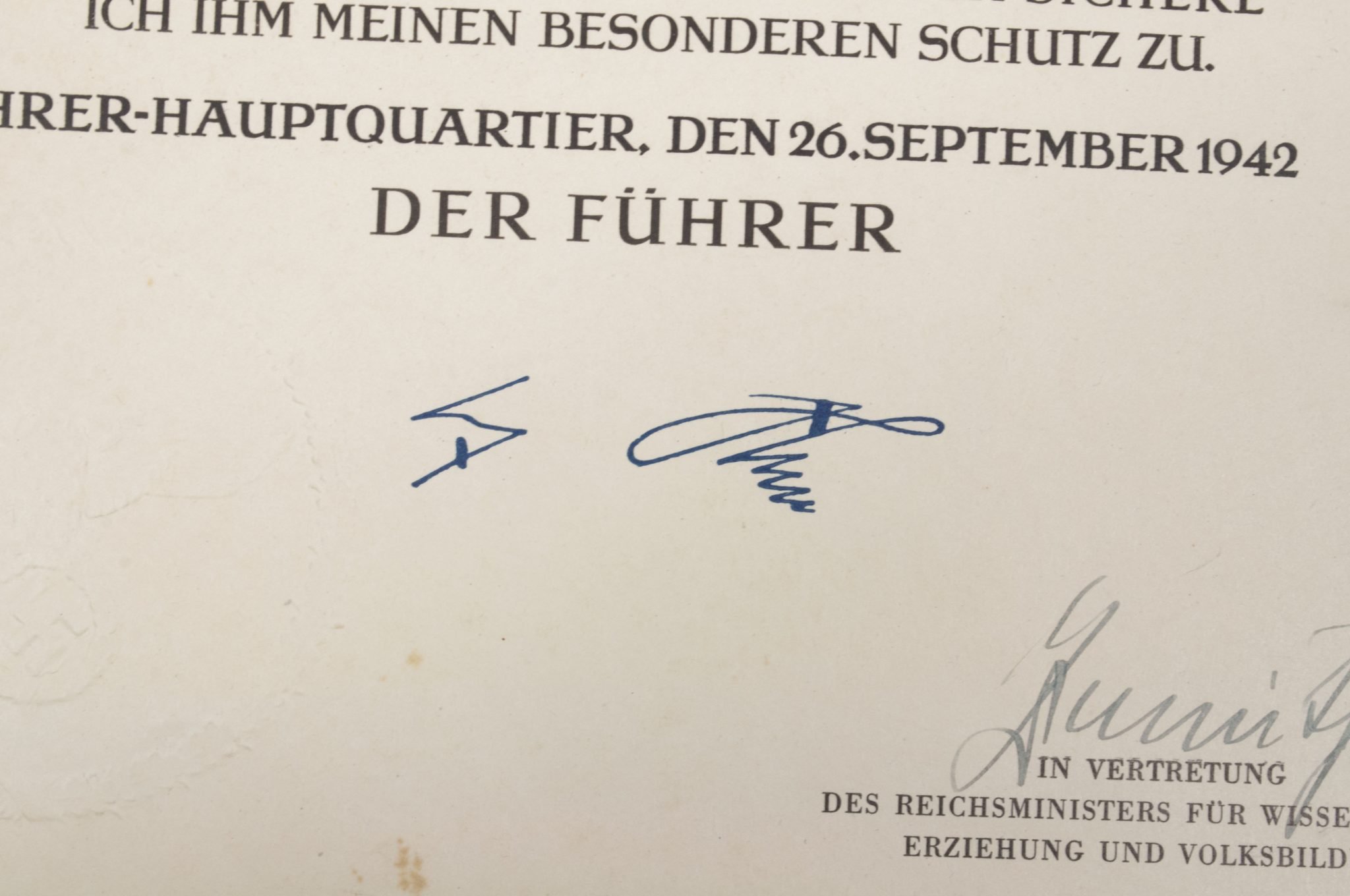 Promotional document (Ernennungsurkunde) Studienassessor Adolf Giesecke signed Führer Hauptquartier 1942 — image 9