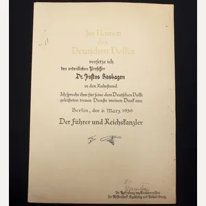 Retirement citation (Urkunde zur Versetzung in den Ruhestand) for a …