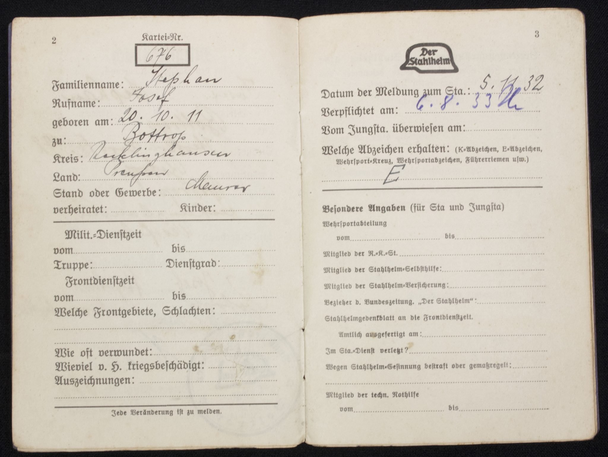 N.S. Deutscher Frontkämpferbund Mitgliedsbuch — image 8