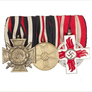 German medalbar with Frontkämpfer Ehrenkreuz + Kriegsverdienstmedaille + Feuerwehr Ehrenzeichen …