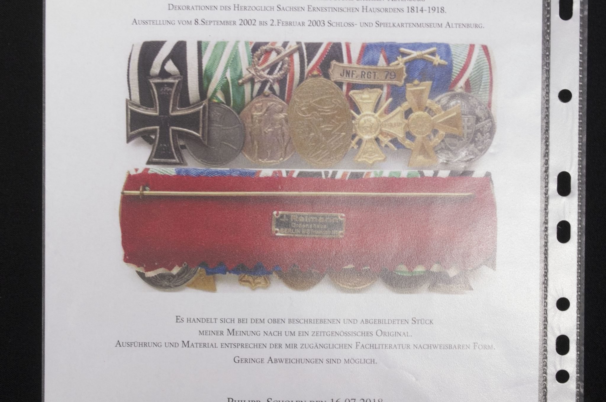 Sachsen-Altenburg large medalbar with EK2, Tapferkeitsmedaille, Ehrenlegion medal, Kyffhäuser medaille, Regiments Erinnerungskreuz, Ehrenlegion kreuz, Kriegserinnerungsmedaille (maker J. Reimann Berlin) — image 4
