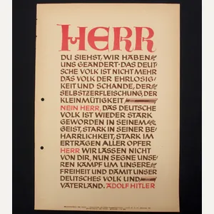 WWII German Wochenspruch (propaganda miniposter) with a saying of Adolf …