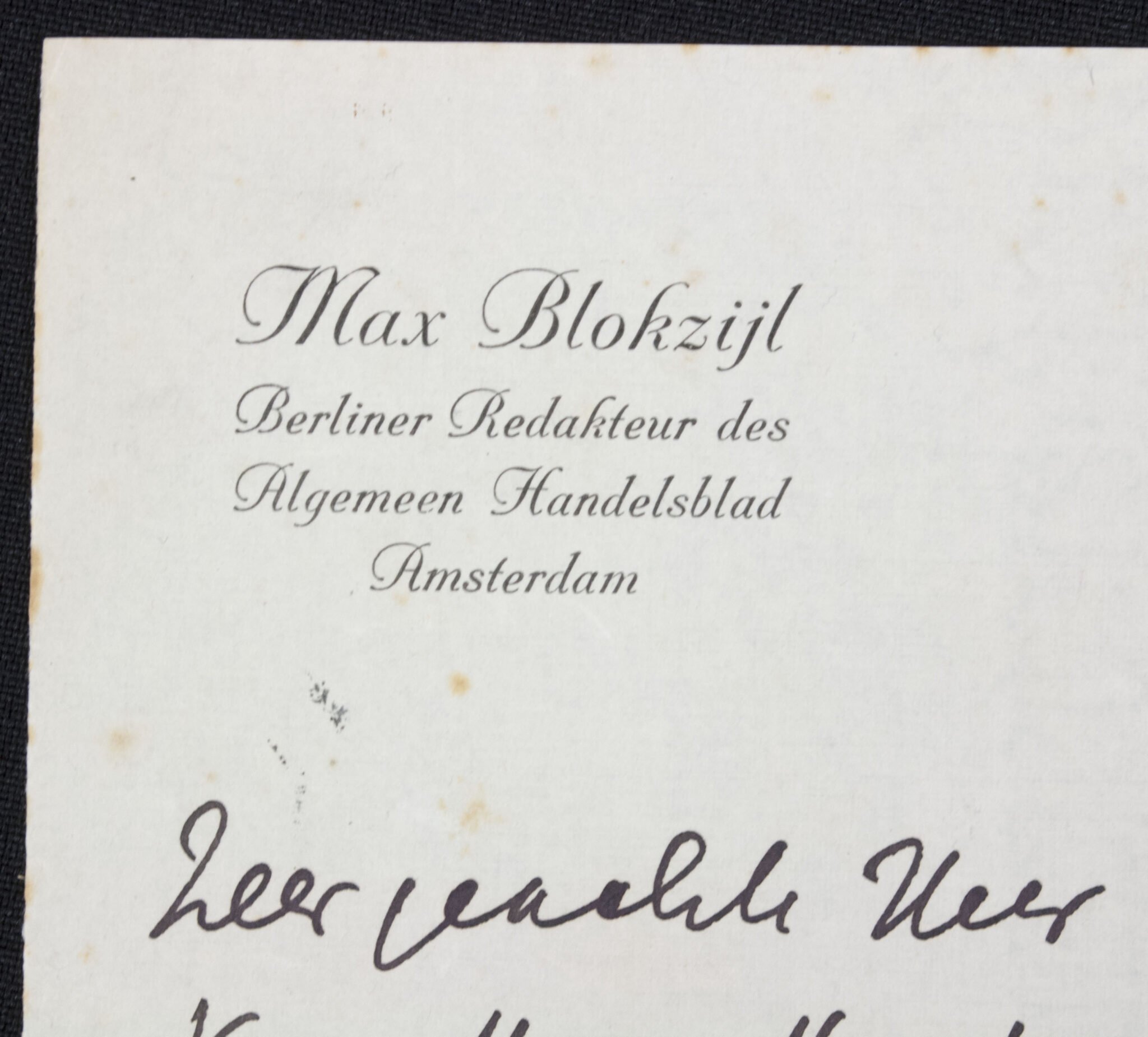 (NSB) Max Blokzijl – Handwritten letter as Berliner Redakteur (1923) – rare — image 2