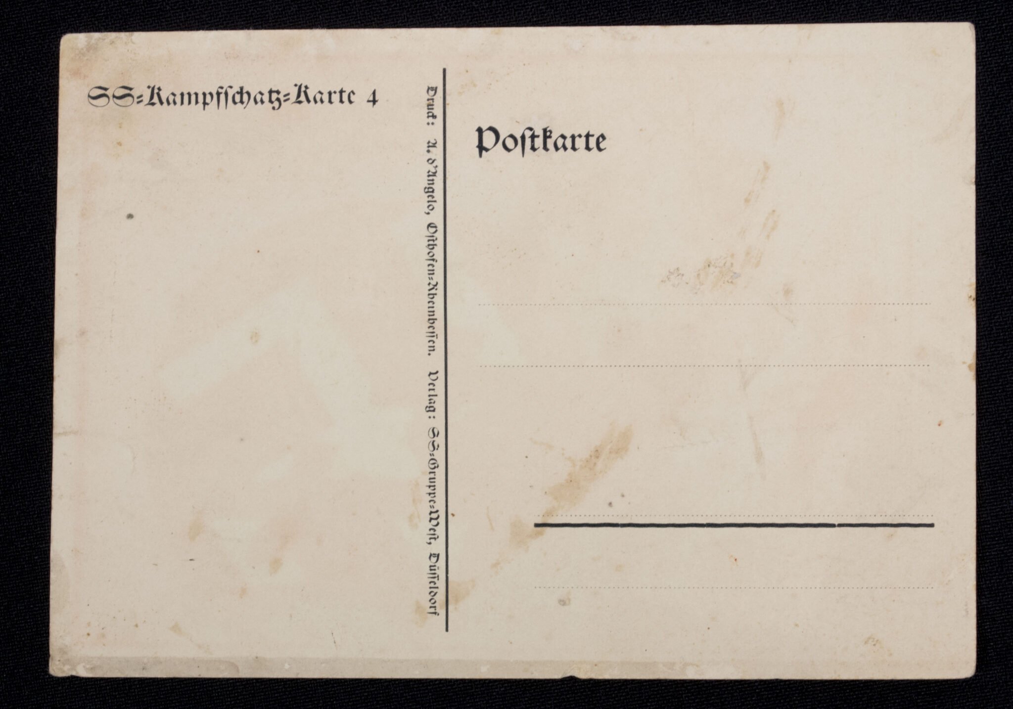 (Postcard) SS-Gruppe West, Dusseldorf – SS Kampfschatz-Karte 4 (1932) – Extremely rare — image 2