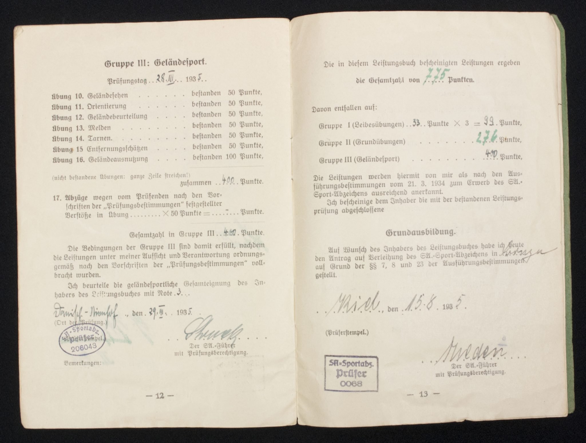 SA Sportabzeichen – Leistungsbuch with passphoto – April 1934 — image 10