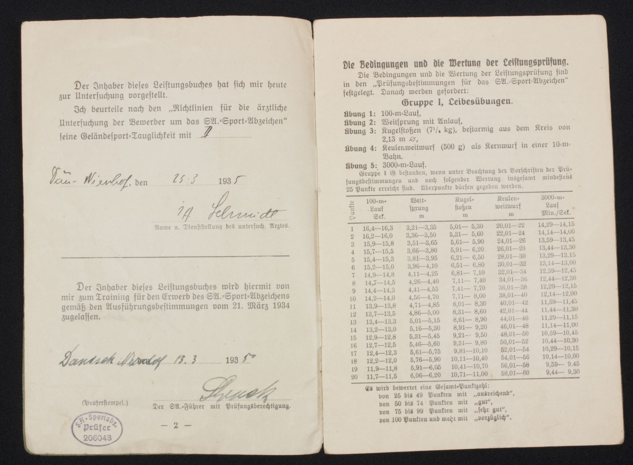 SA Sportabzeichen – Leistungsbuch with passphoto – April 1934 — image 5