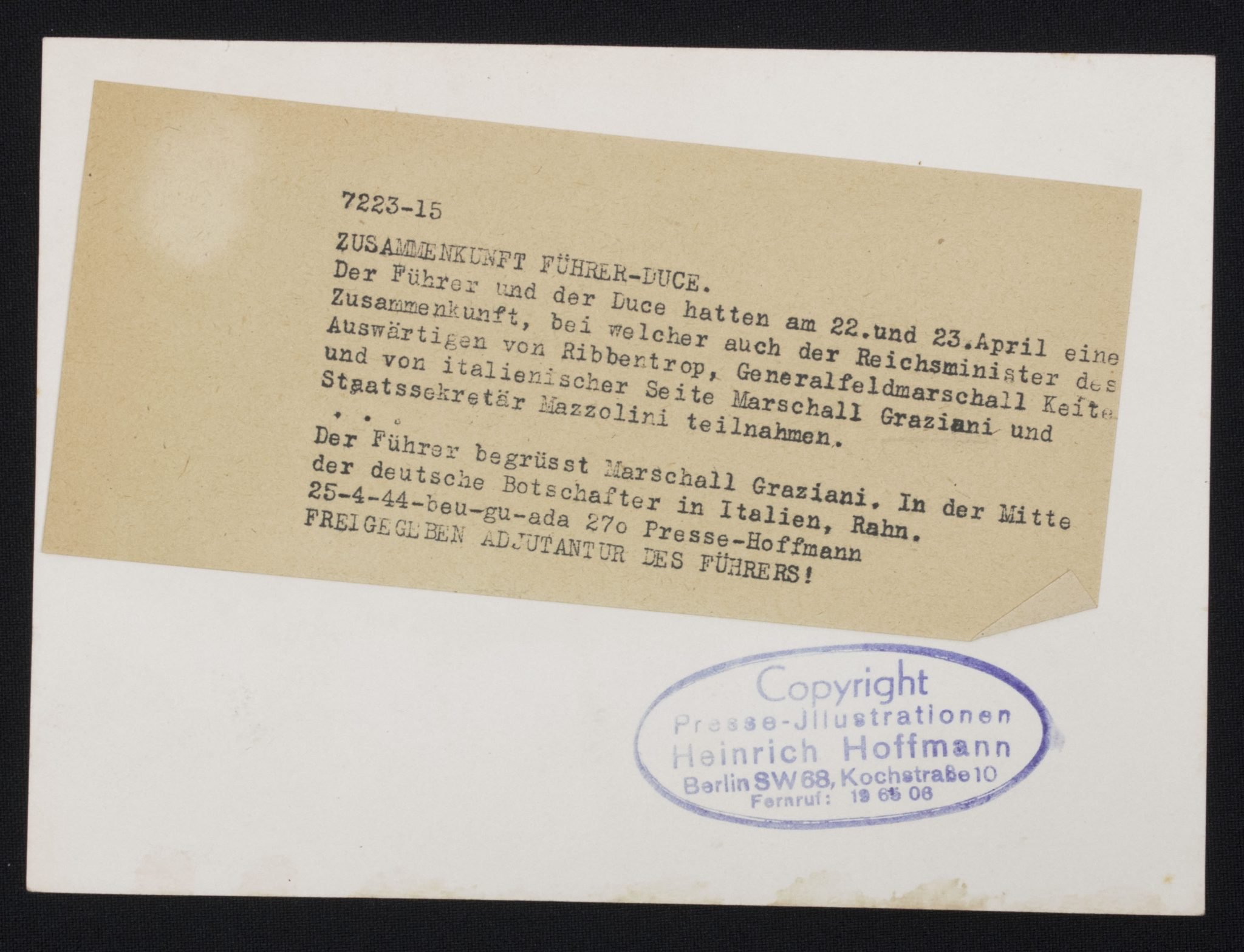 (Photo) Zusammenkunft Führer – Duce (18×13,5 cm) — image 2