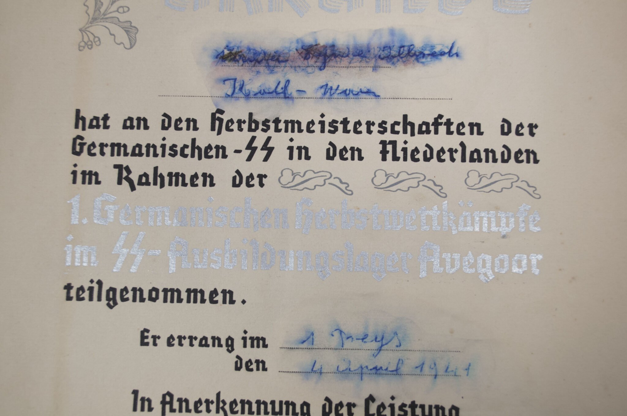 Dutch SS / Germaansche SS : Urkunde SS-Ausbildungslager Avegoor with original Rauter signature (Extremely rare!!!) — image 12