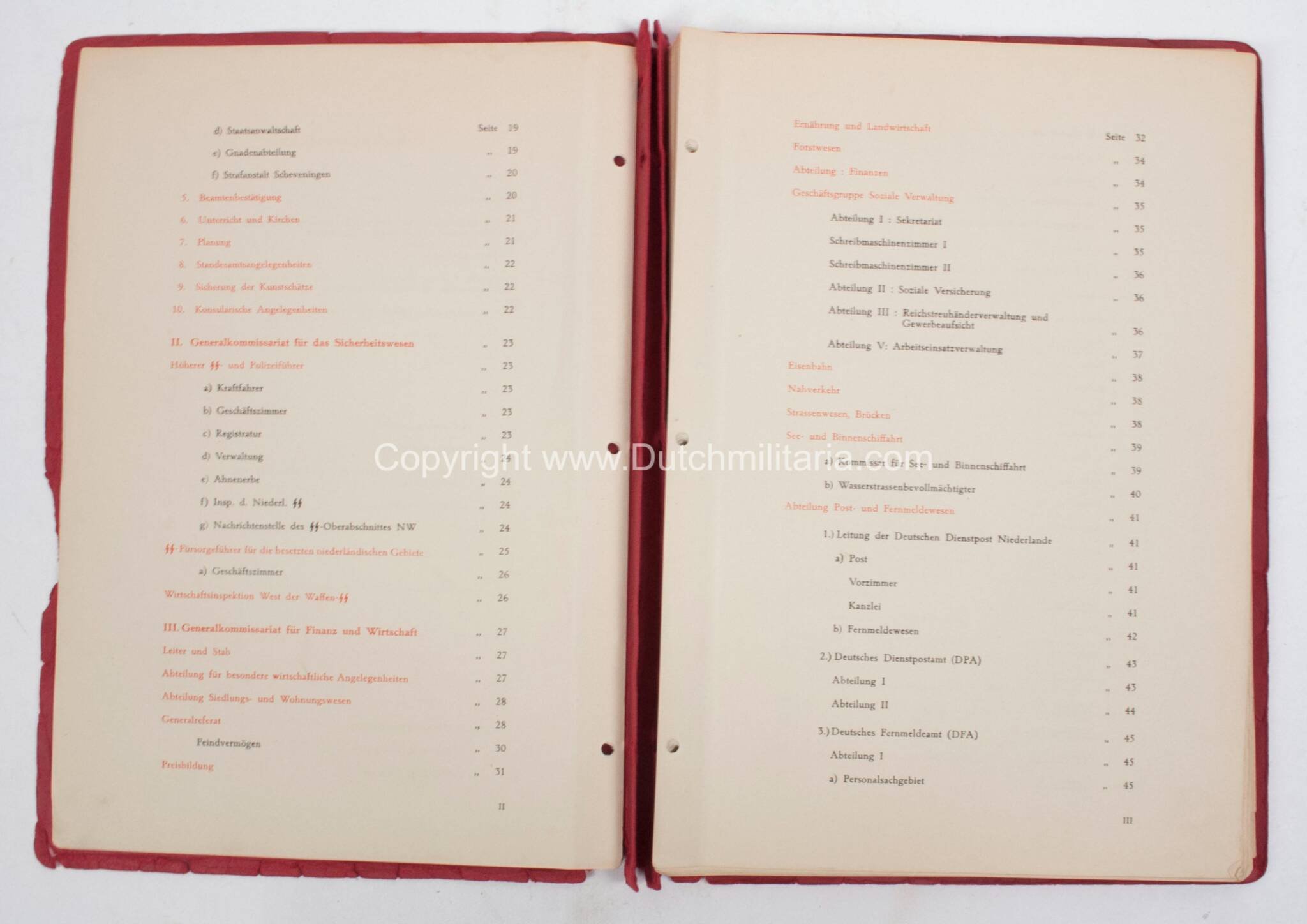 (Phonebook Reichskommissariat) Fernsprech-Verzeichnis der Dienststellen des Reichskommissars für die besetzten niederländische Gebiete (1941) – extremely rare — image 10