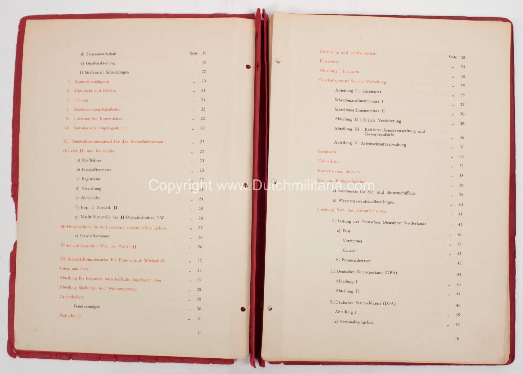 (Phonebook Reichskommissariat) Fernsprech-Verzeichnis der Dienststellen des Reichskommissars für die besetzten niederländische Gebiete (1941) – extremely rare — image 11