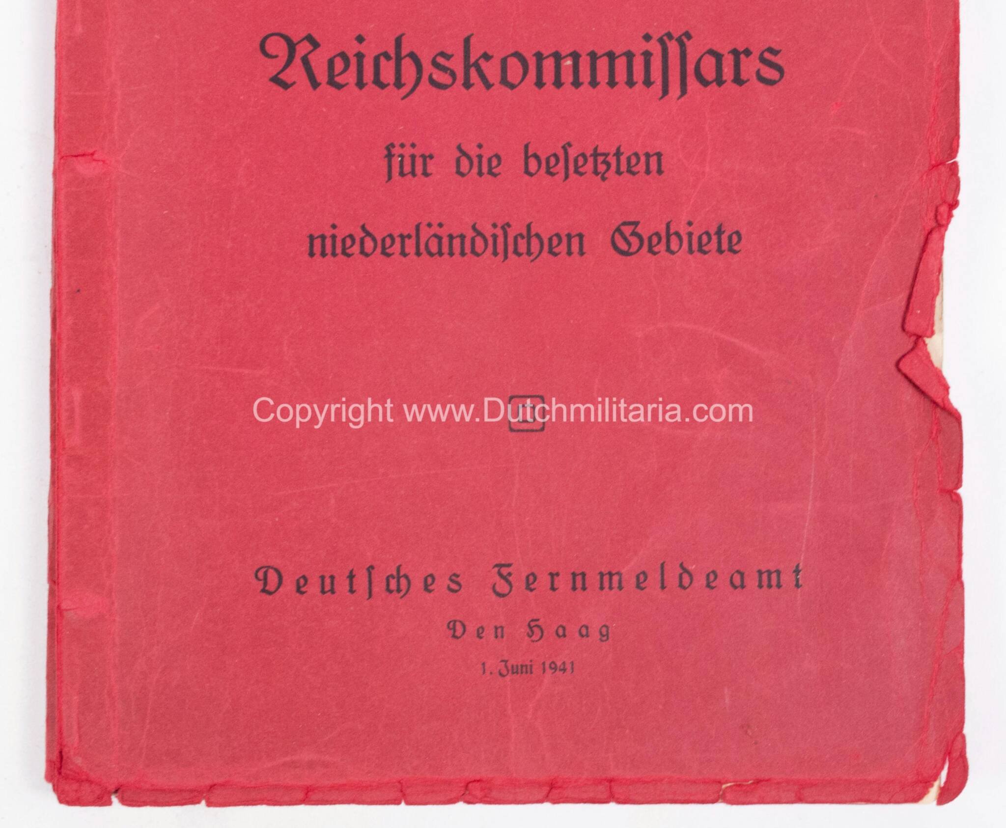 (Phonebook Reichskommissariat) Fernsprech-Verzeichnis der Dienststellen des Reichskommissars für die besetzten niederländische Gebiete (1941) – extremely rare — image 3