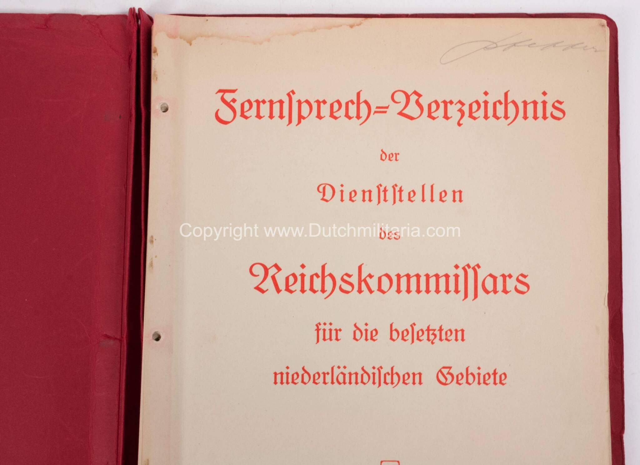 (Phonebook Reichskommissariat) Fernsprech-Verzeichnis der Dienststellen des Reichskommissars für die besetzten niederländische Gebiete (1941) – extremely rare — image 7