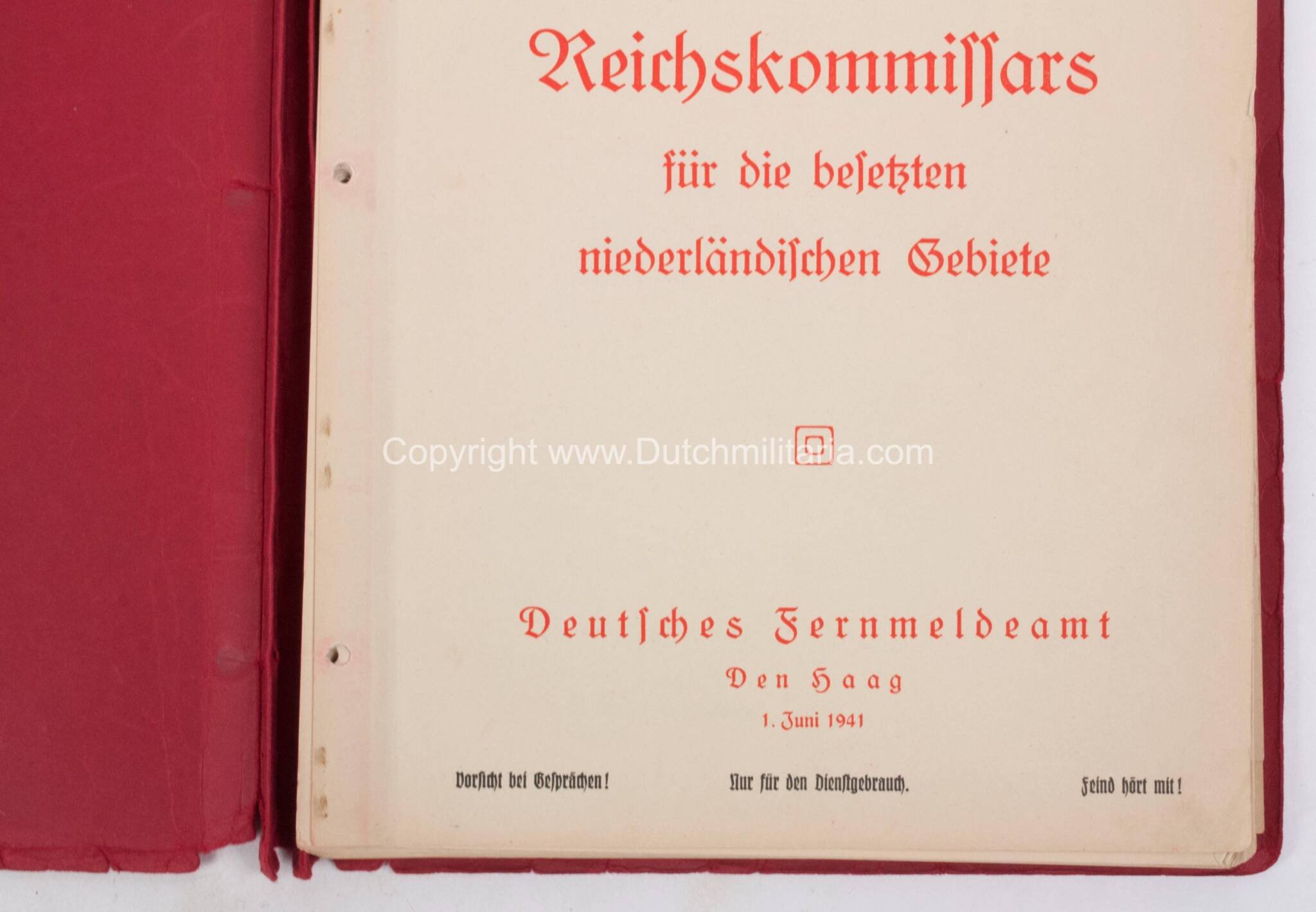 (Phonebook Reichskommissariat) Fernsprech-Verzeichnis der Dienststellen des Reichskommissars für die besetzten niederländische Gebiete (1941) – extremely rare — image 8
