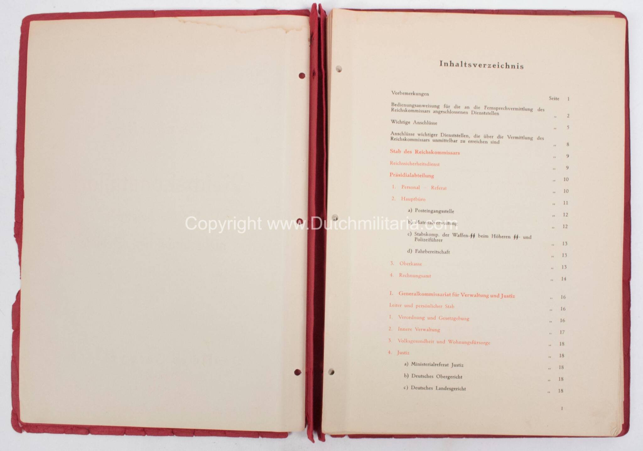 (Phonebook Reichskommissariat) Fernsprech-Verzeichnis der Dienststellen des Reichskommissars für die besetzten niederländische Gebiete (1941) – extremely rare — image 9