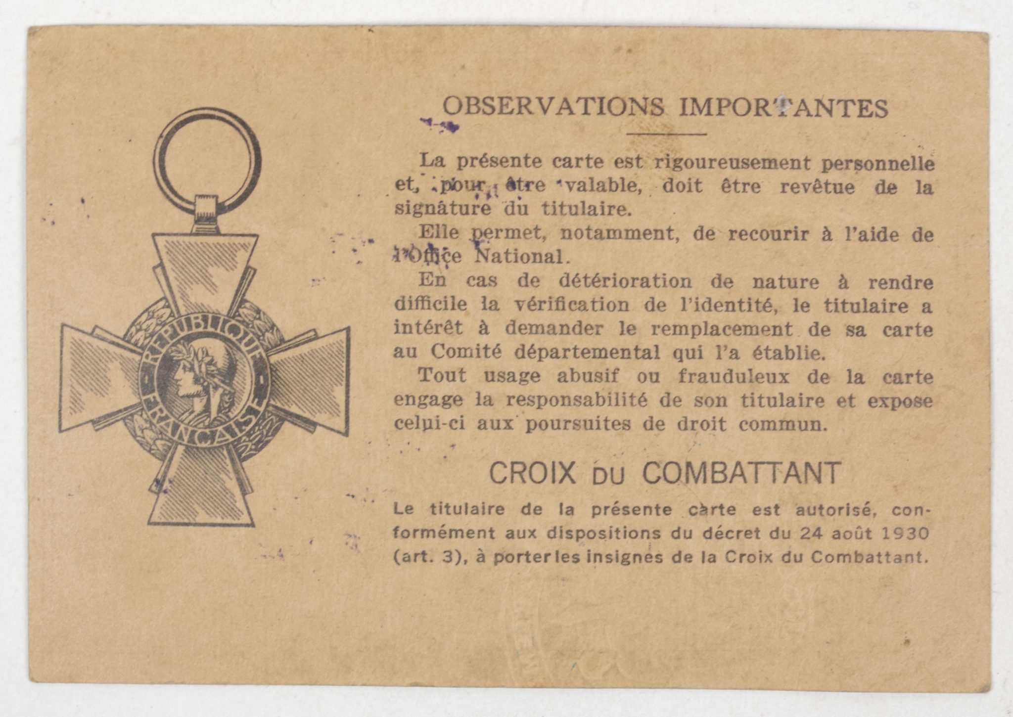 French WWI Veteran grouping with German WWII Vorläufiger Fremdenpass + medals + citations — image 4