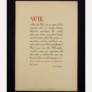 WWII German NSDAP Wochenspruch (propaganda miniposter) – Adolf Hitler