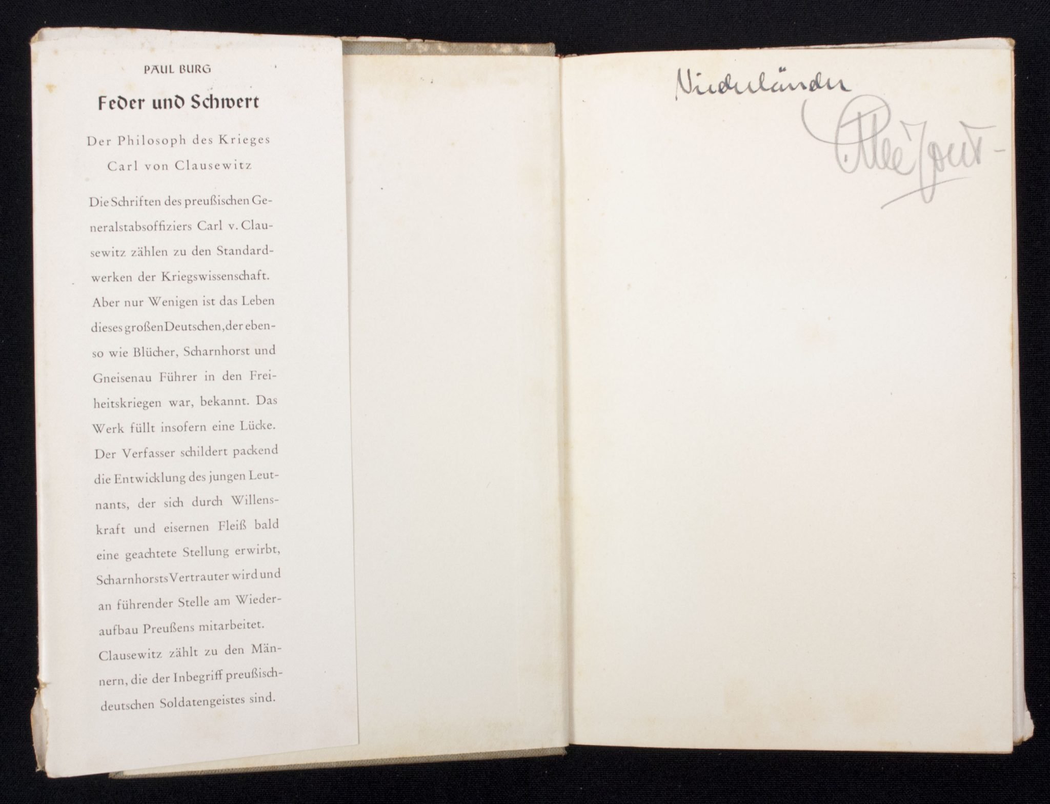 (Book) Paul Burg – Feder und Schwert – Der Philosoph des Krieger Carl von Clausewitz (1939) — image 4