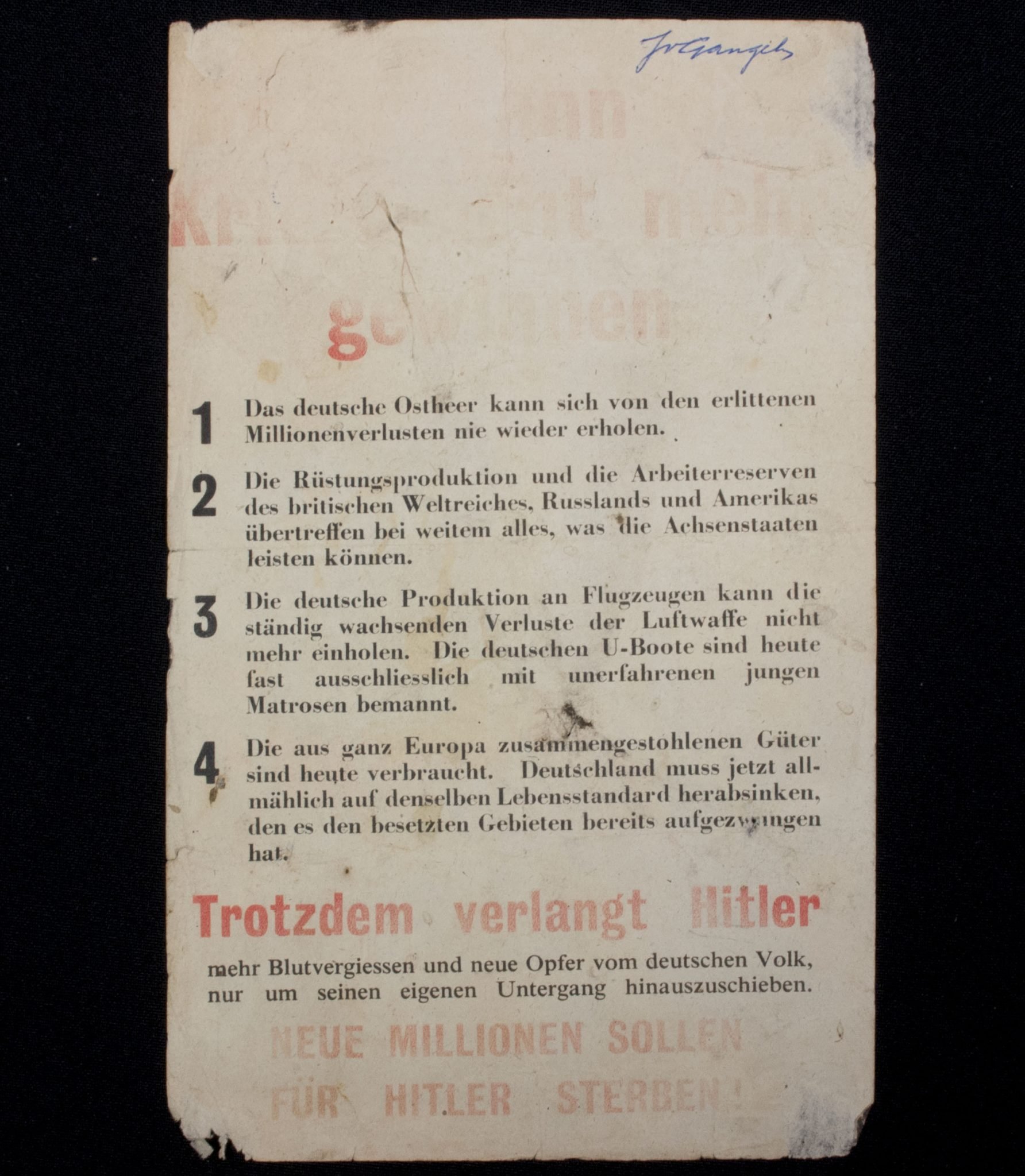 (Pamphlet) British Leaflet for Germany with leaflet code G 10 'Für Führer und Vaterland' (1942) — image 2