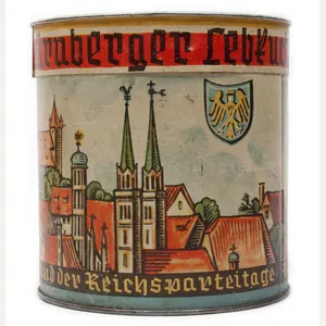 Nürnberg die Stadt der Reichsparteitage metallic box 'Nürnberger Lebkuchen Haeberlein …