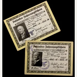 2x Inländer-Jahresjagdschein from the same man (1939 + 1940)
