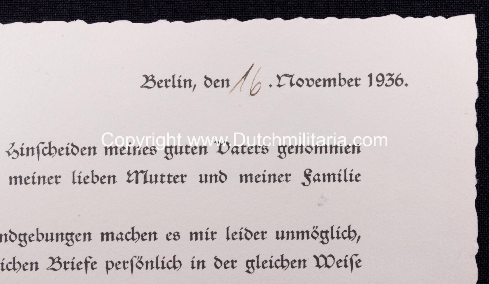 Reichsführer SS Heinrich Himmler original autograph on thank card for sympathy because of his fathers funeral (1936) – RARE — image 6