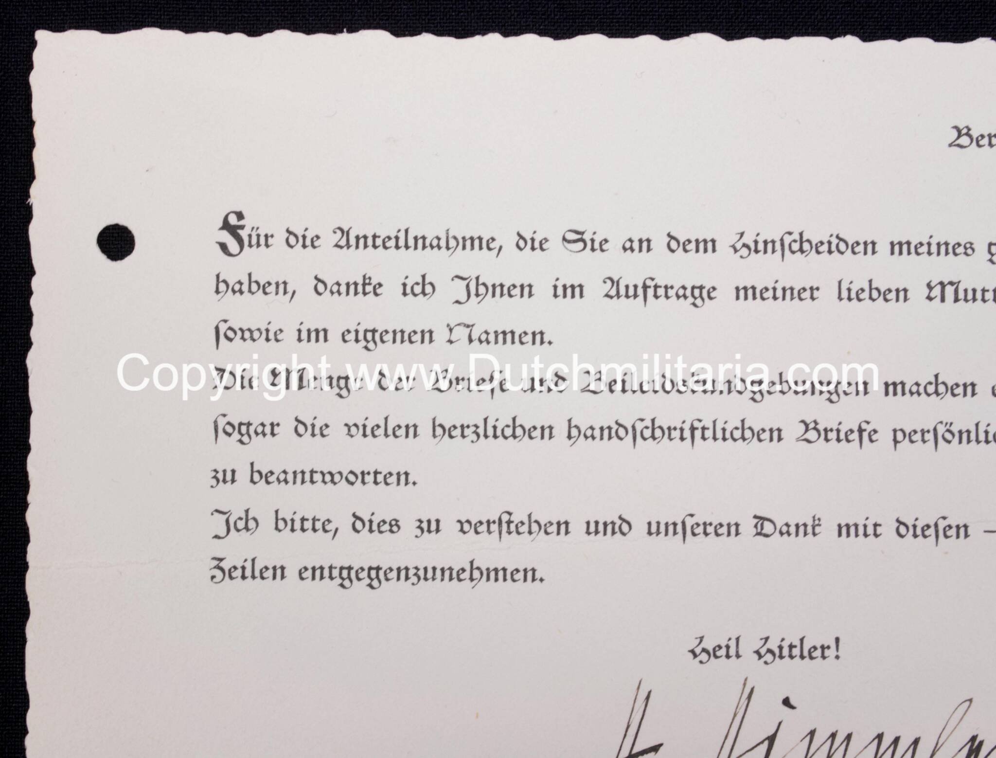 Reichsführer SS Heinrich Himmler original autograph on thank card for sympathy because of his fathers funeral (1936) – RARE — image 7