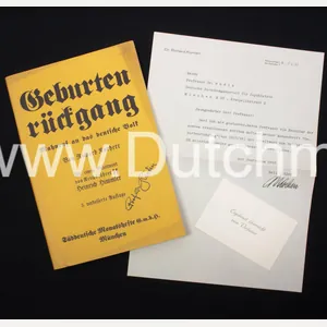 (Brochure) Richard Korherr Geburtenrückgang + Letter (Forward by RFSS Himmler …
