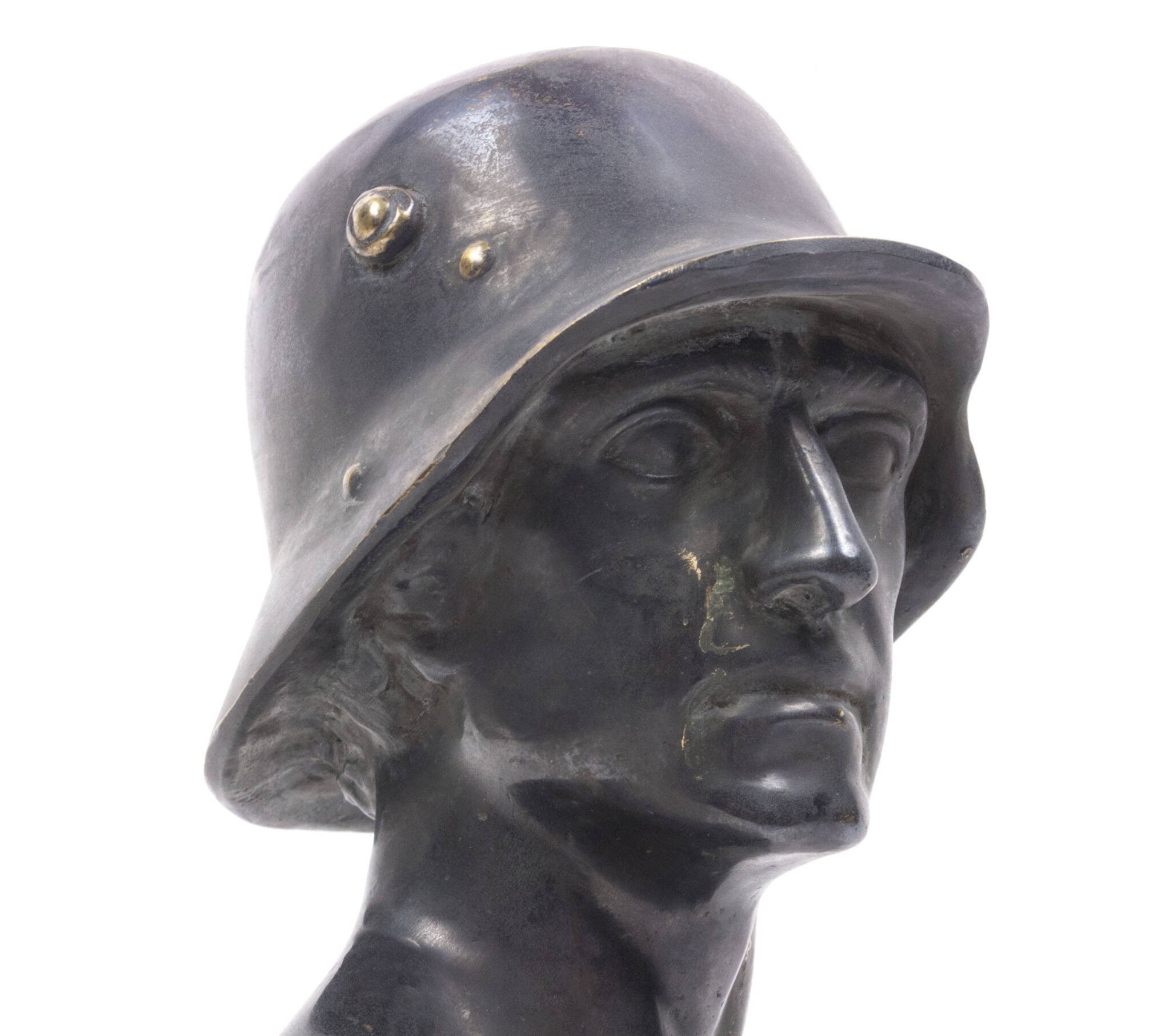 German World War I frontsoldier bust (large size 30 cm) by artist Fritz P. Zimmer – dated 1917 – rare — image 19