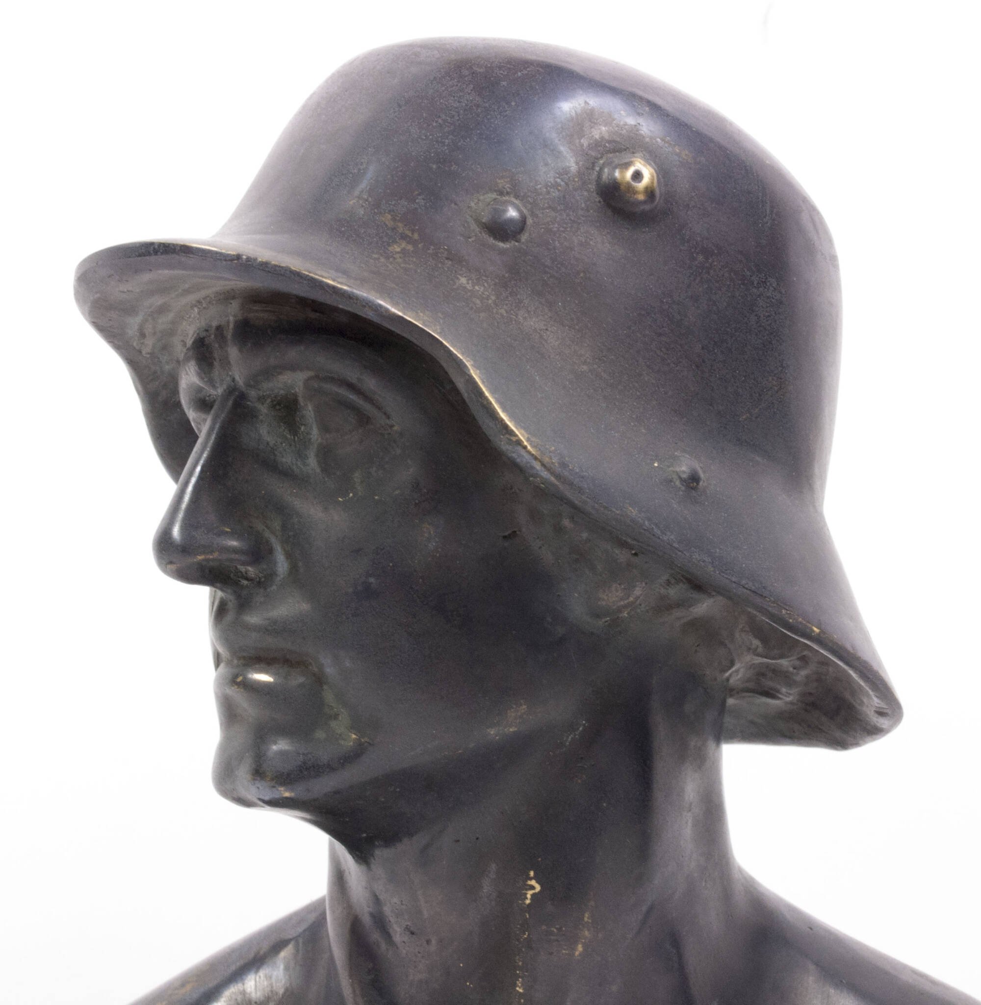 German World War I frontsoldier bust (large size 30 cm) by artist Fritz P. Zimmer – dated 1917 – rare — image 2