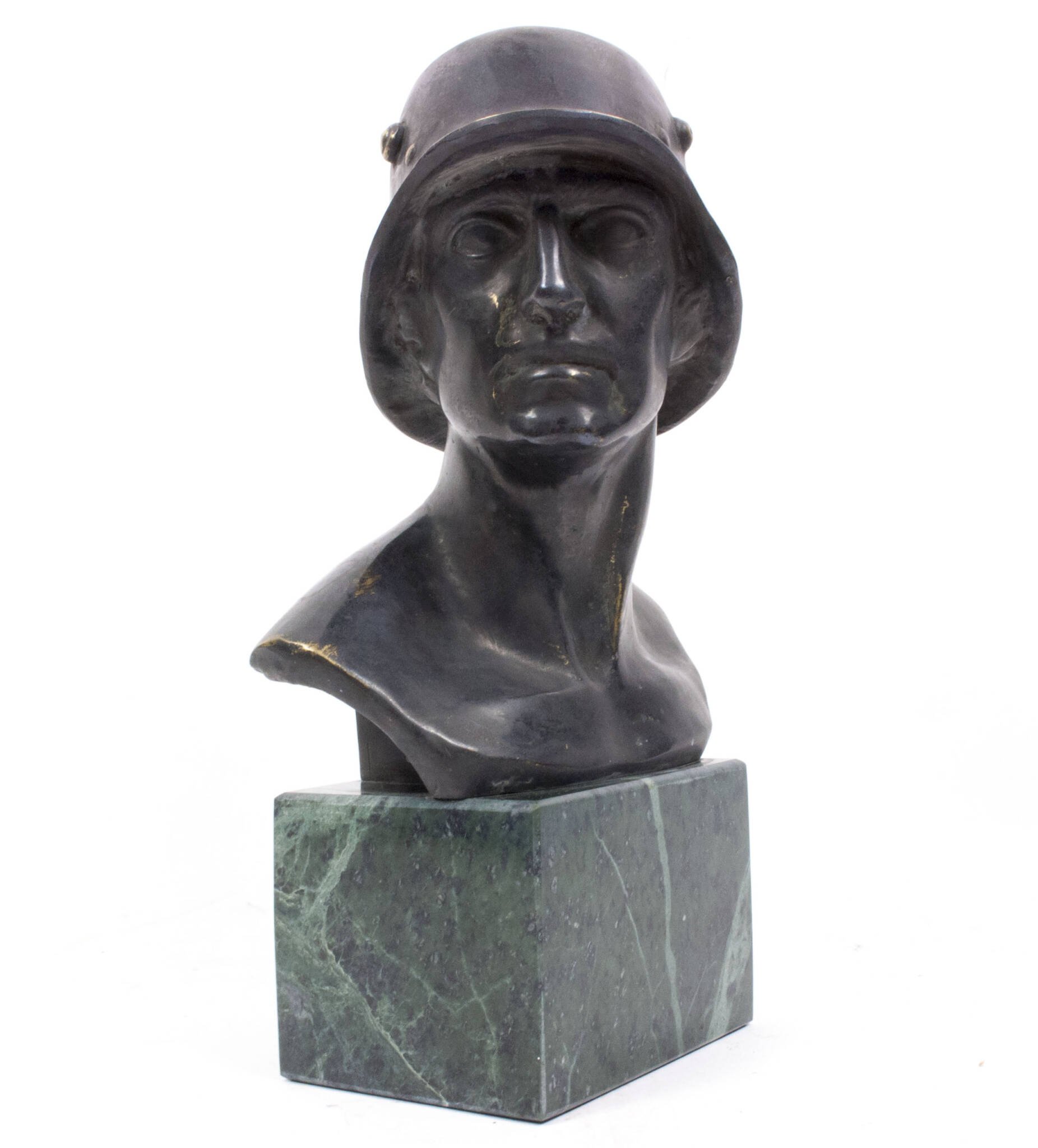German World War I frontsoldier bust (large size 30 cm) by artist Fritz P. Zimmer – dated 1917 – rare — image 23