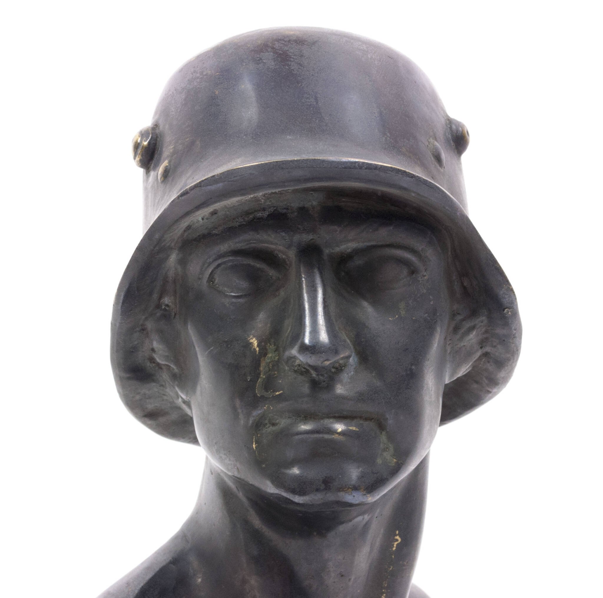 German World War I frontsoldier bust (large size 30 cm) by artist Fritz P. Zimmer – dated 1917 – rare — image 26