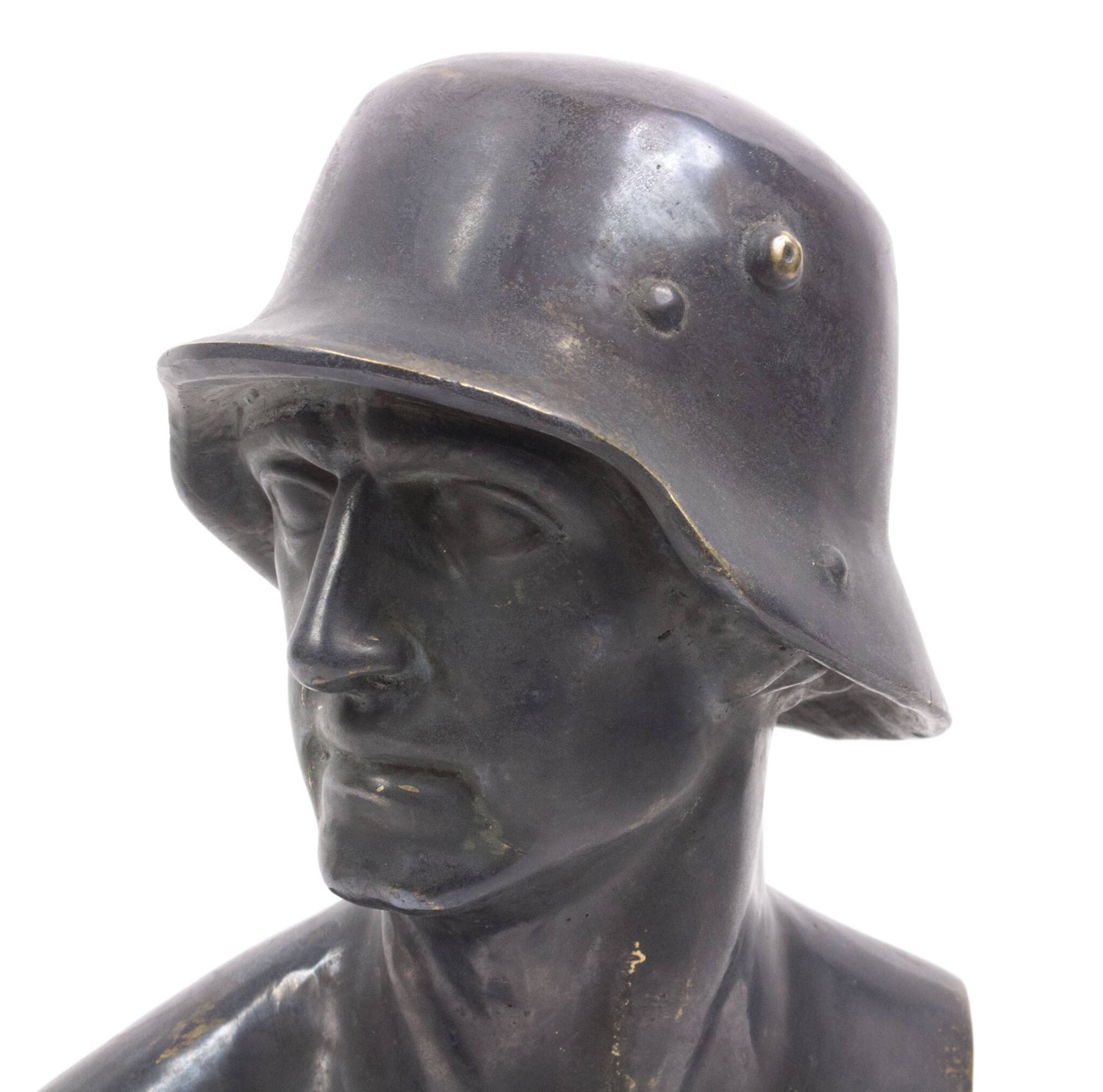 German World War I frontsoldier bust (large size 30 cm) by artist Fritz P. Zimmer – dated 1917 – rare — image 28