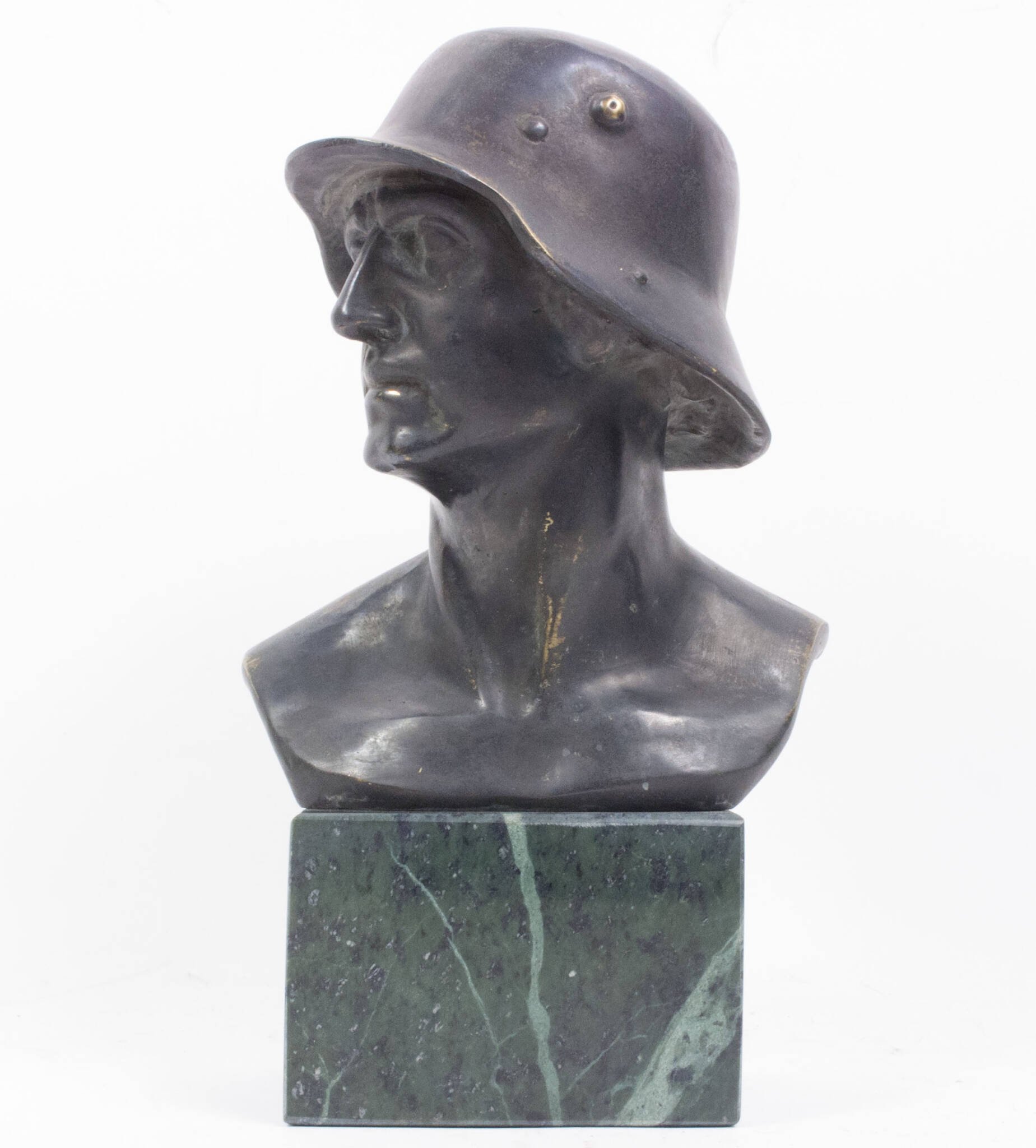 German World War I frontsoldier bust (large size 30 cm) by artist Fritz P. Zimmer – dated 1917 – rare — image 3