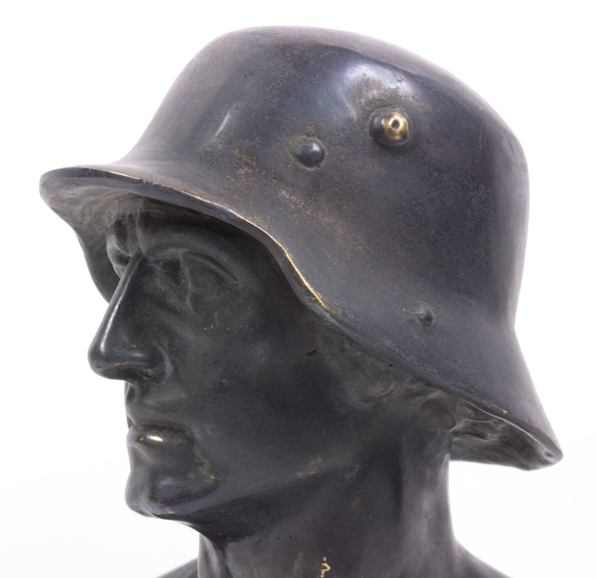 German World War I frontsoldier bust (large size 30 cm) by artist Fritz P. Zimmer – dated 1917 – rare — image 4