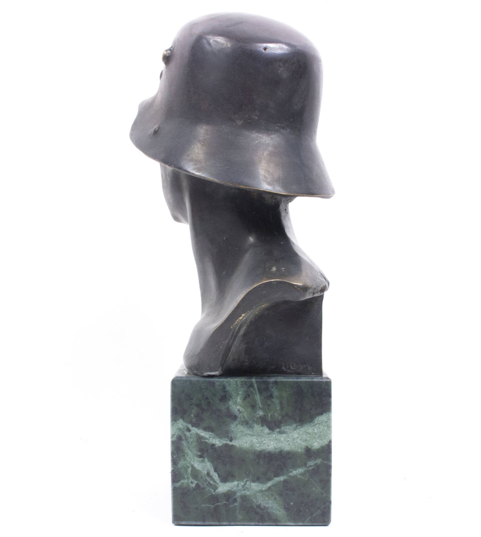 German World War I frontsoldier bust (large size 30 cm) by artist Fritz P. Zimmer – dated 1917 – rare — image 7