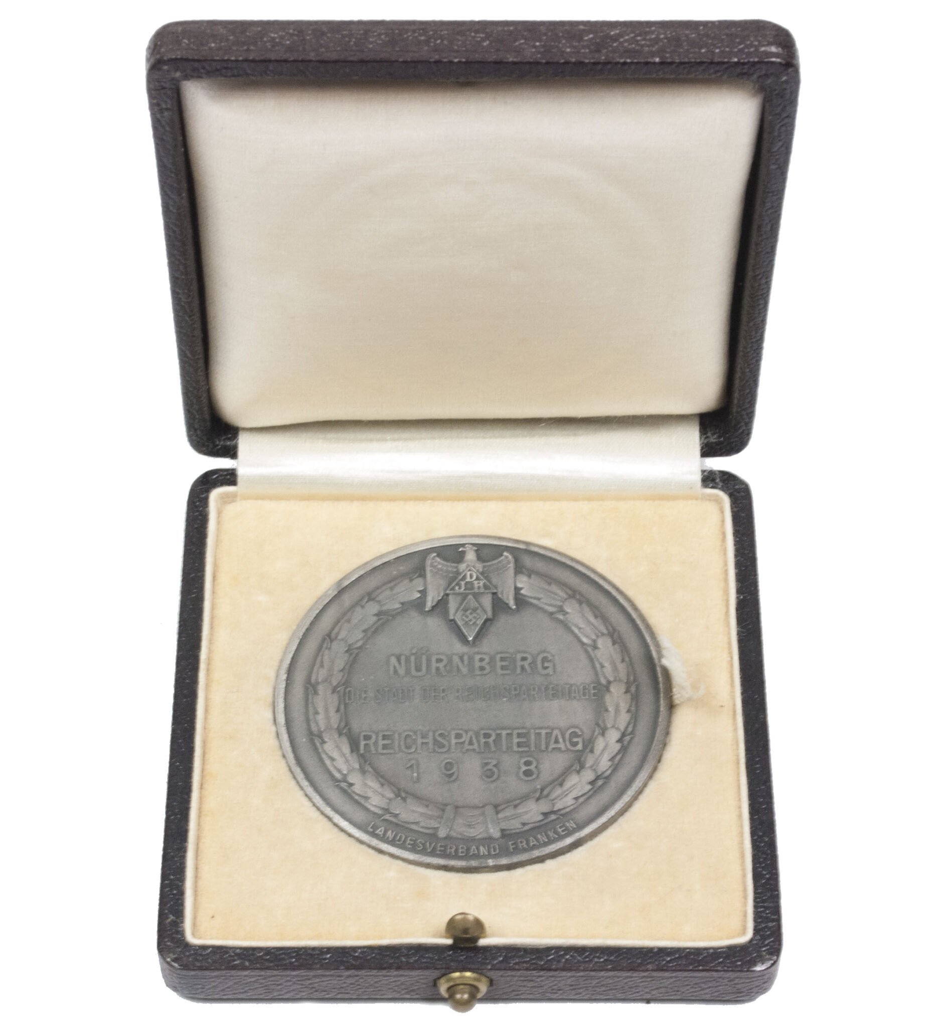 Hitlerjugend (HJ) Reichsparteitag 1938 plaque Landesverband Franken/Reichsjugendherberge Luginsland + etui — image 7
