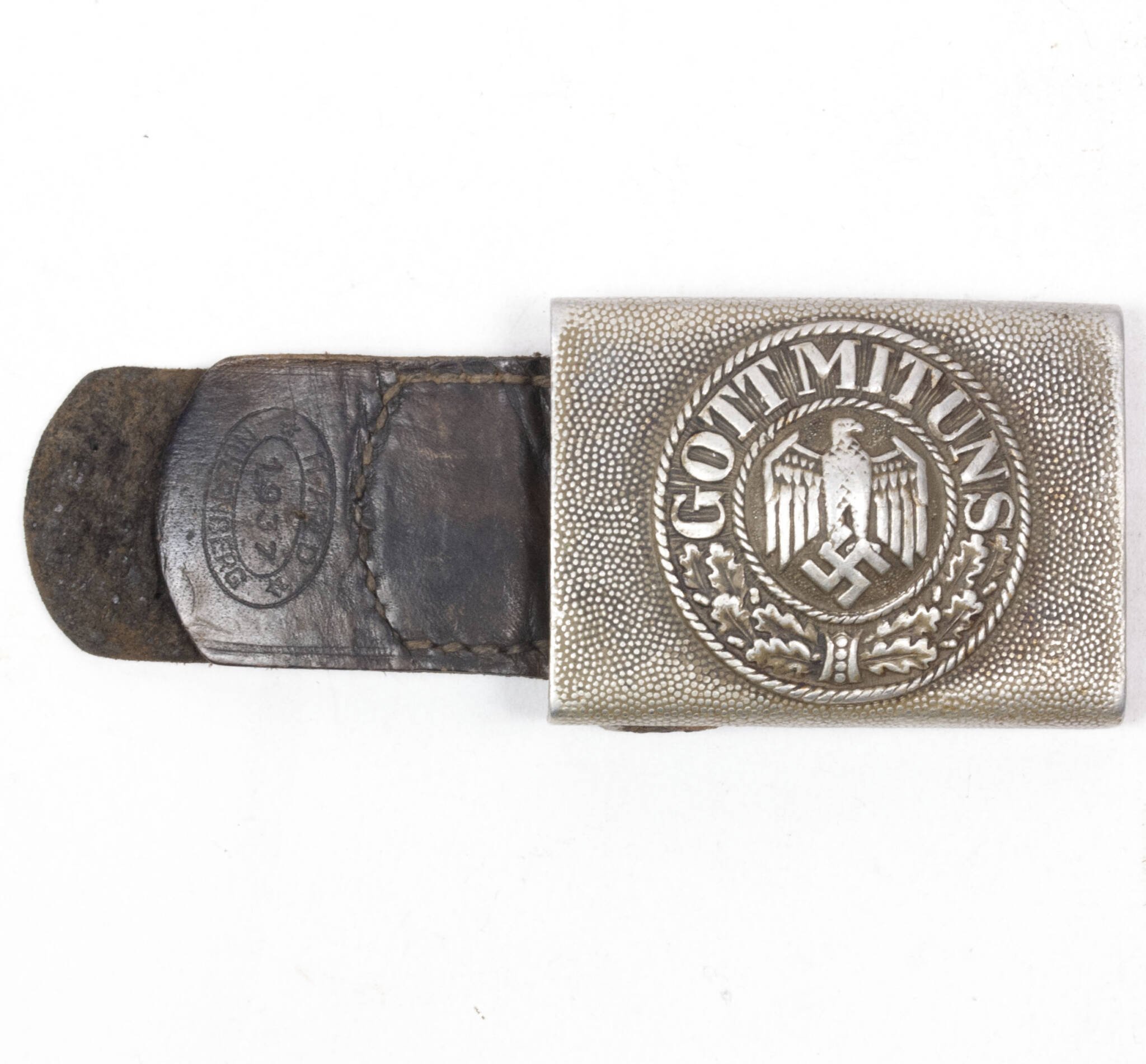 Wehrmacht (Heer) tabbed buckle (Maker H. Arld Nuernberg 1937) — image 3